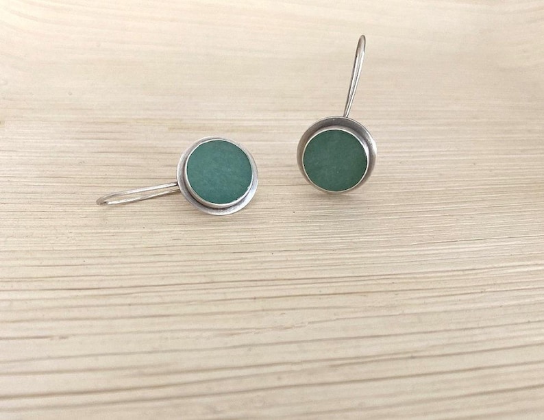 Orecchini in argento sterling con pietra avventurina, orecchini in avventurina, gioiello in pietra verde, orecchini in argento fatti a mano immagine 4