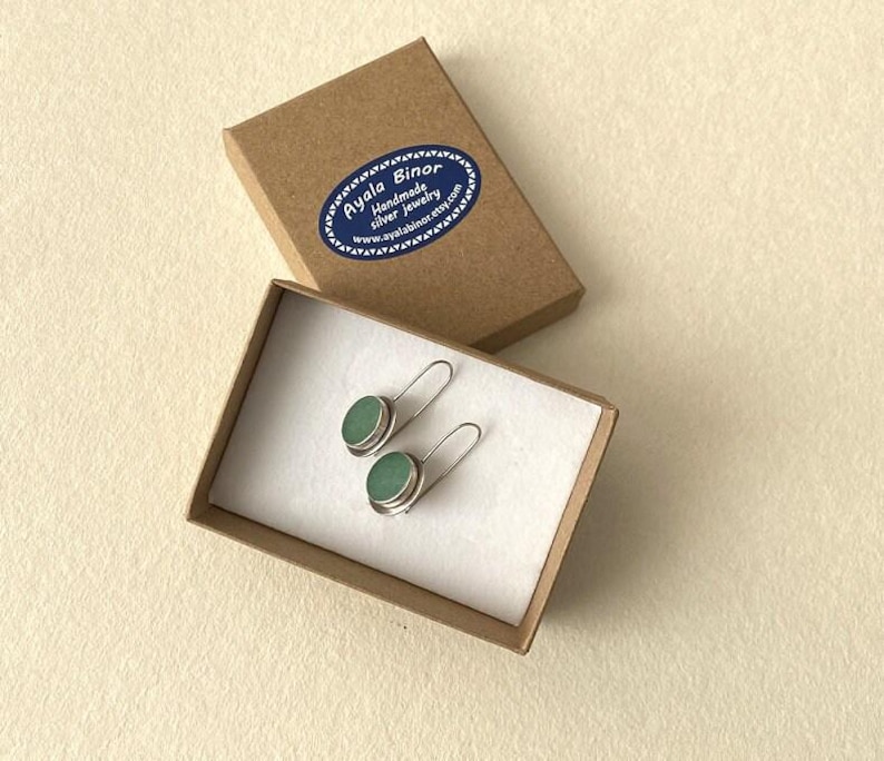 Orecchini in argento sterling con pietra avventurina, orecchini in avventurina, gioiello in pietra verde, orecchini in argento fatti a mano immagine 6