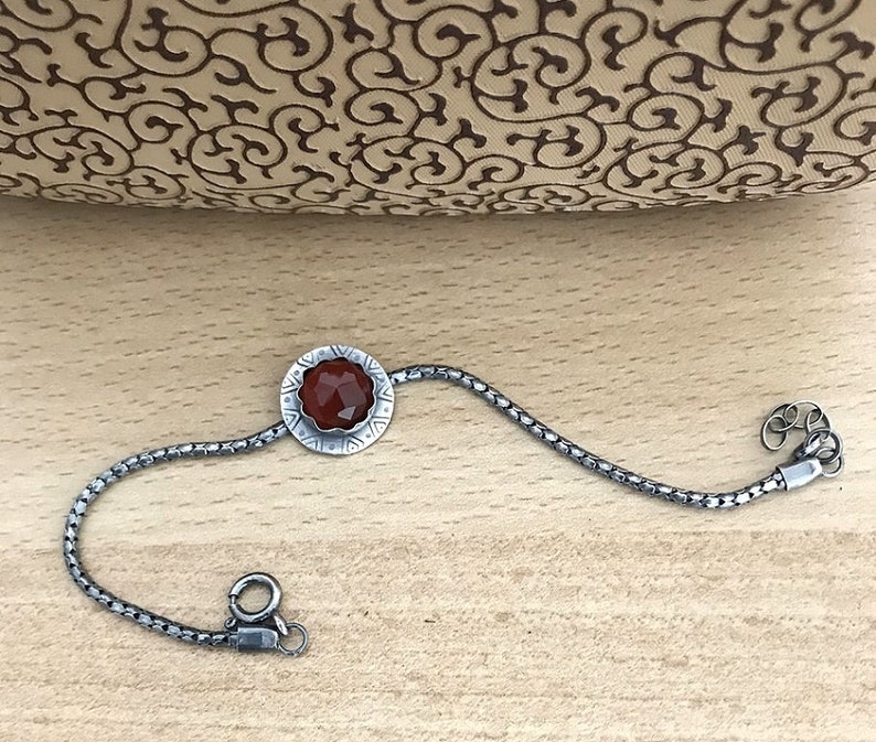 Silver oxidized jewel Rustic Carnelian Bracelet Woman Silver Bracelets