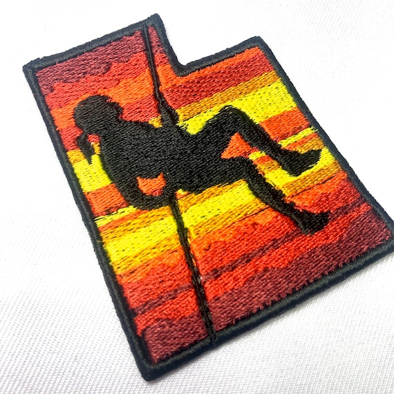 Rappelling Rock Climbing Embroidered Patch - Man or Woman available