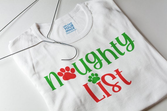 Naughty List Holiday Christmas T Shirt Dog Paw Print Tri Blend Soft Tee Santa List