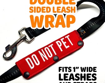 Dog Leash Snap Wrap Sleeve with Double Sided Text