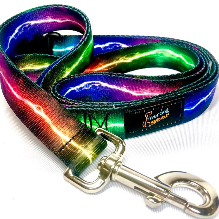 Rainbow Lightning Dog Leash Electric Bolt 3 sizes available