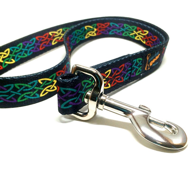 Rainbow Celtic Knot Dog Leash 3 Lengths Available Hands Free Traffic