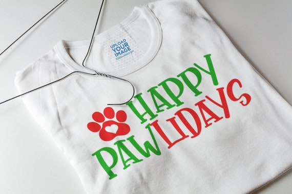 Happy Pawlidays Holiday T Shirt Dog Paw Print Tri Blend Soft Tee