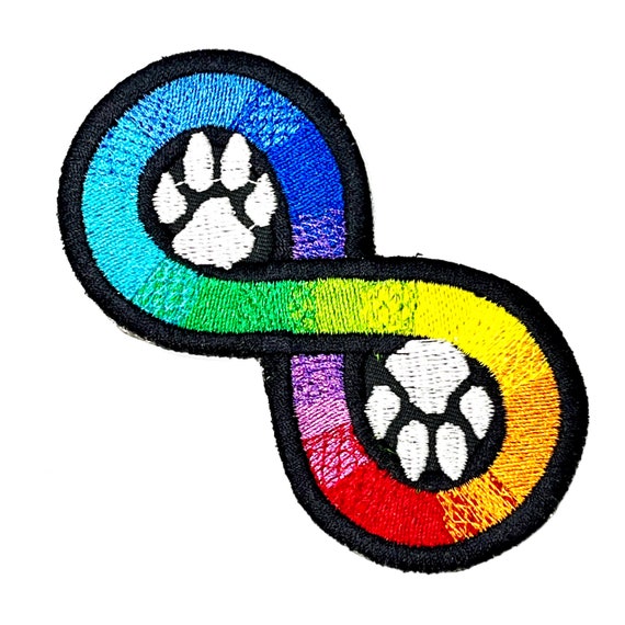 Autism Neurodivergent Infinity Rainbow embroidered patch Paws