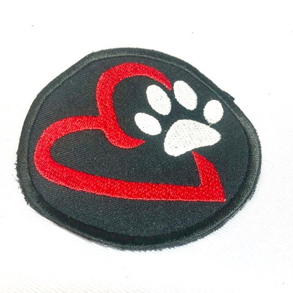 Heart and Paw Print Custom Embroidered 3" Circle Patch