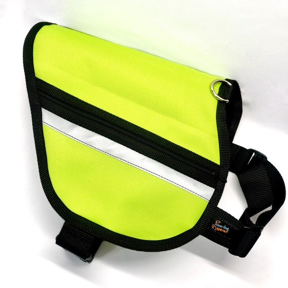 Dog Pocket Vest LIME GREEN zippered Adjustable Reflective