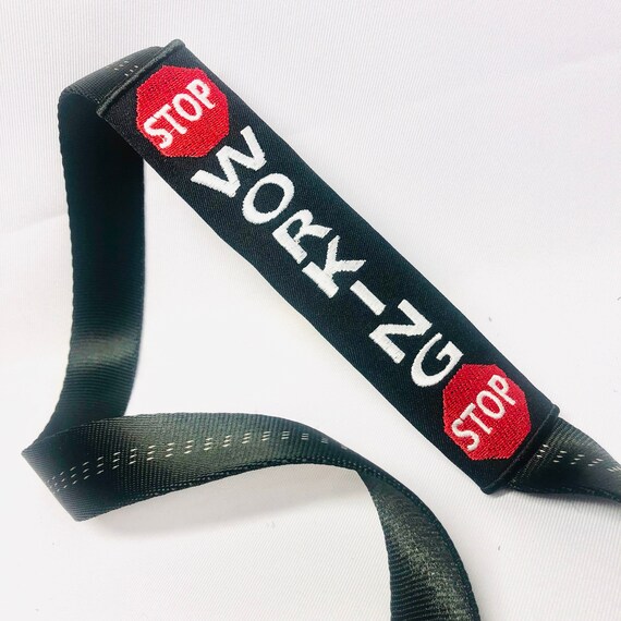 Vertical Dog Leash Wrap - STOP Signs "Working" 1 word custom text available