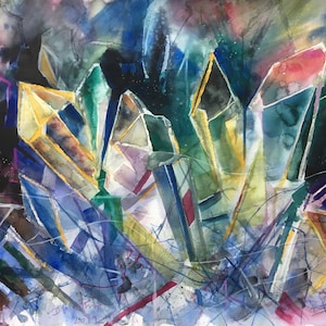 Crystal, Watercolor, Abstract, Mineralizing, Gemstones