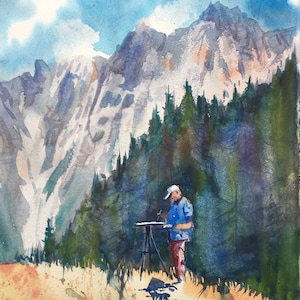 Stubai Valley, mountains, Tyrol, Austria, landscape, summer, vacation, watercolor, wall art, art, watercolor