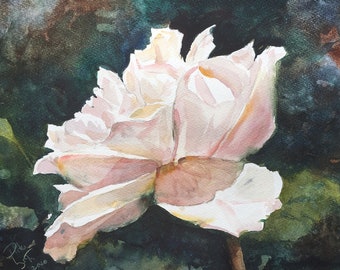 blumen, aquarell, rose, garten, pflanzen, kunst, wall, art, gemälde