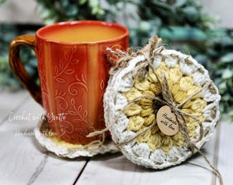 Handmade Crochet Coasters – Rustic Fall Home Decor, Set of 4