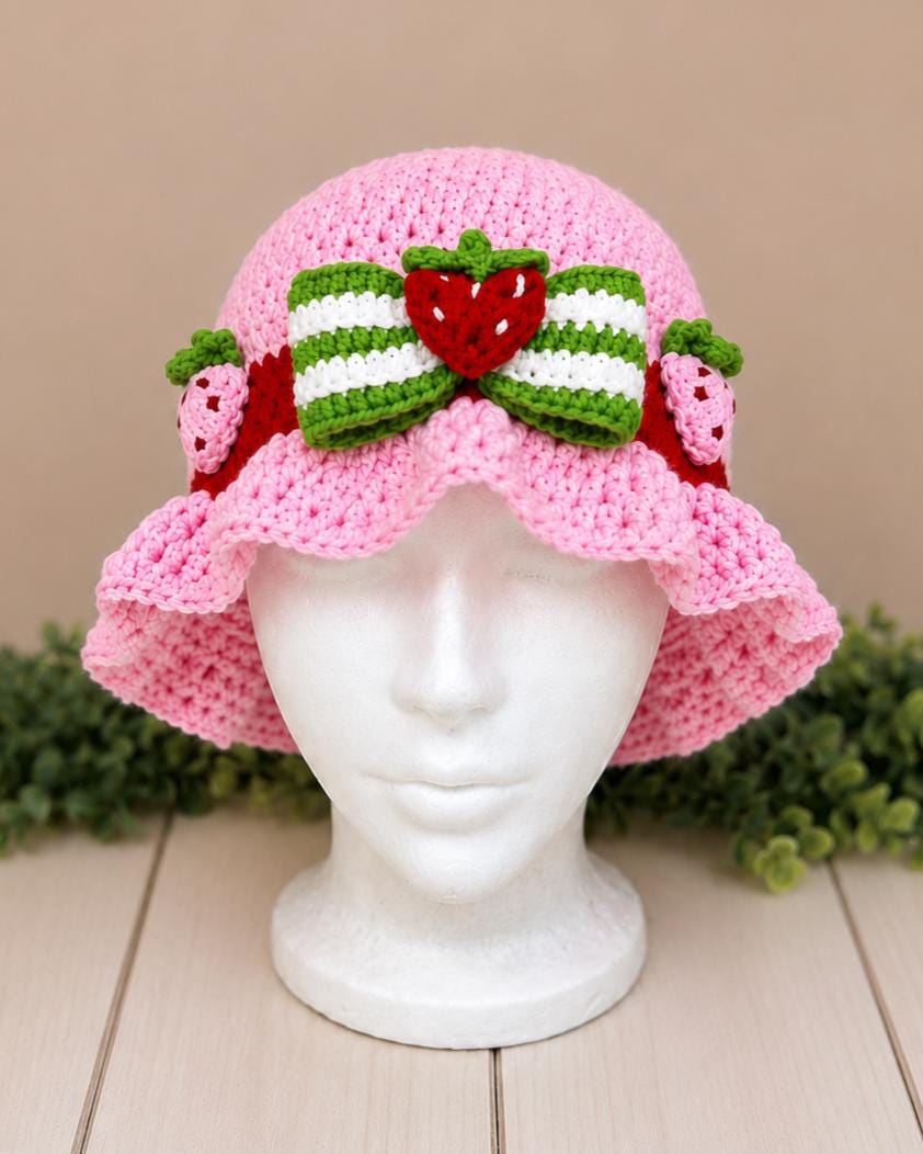 30 Bucket Hat Crochet Patterns for Trendy, Giftable Makes 18 Strawberry Shortcake-Inspired Adult Bucket Hat