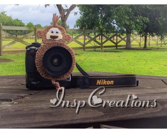 Crochet Monkey Camera Buddy Lens Assistant, Handmade Photography Accessories