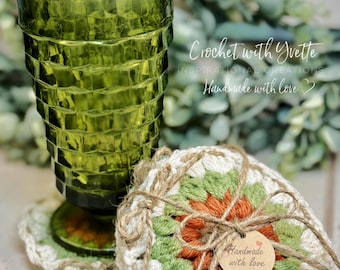 Handmade Crochet Coasters - Rustic Fall Colors, Set of 4