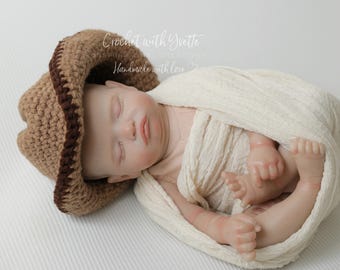 Modello per cappellino da cowboy per neonato all'uncinetto / Cappellino per neonati per principianti / Accessorio fotografico in formato PDF