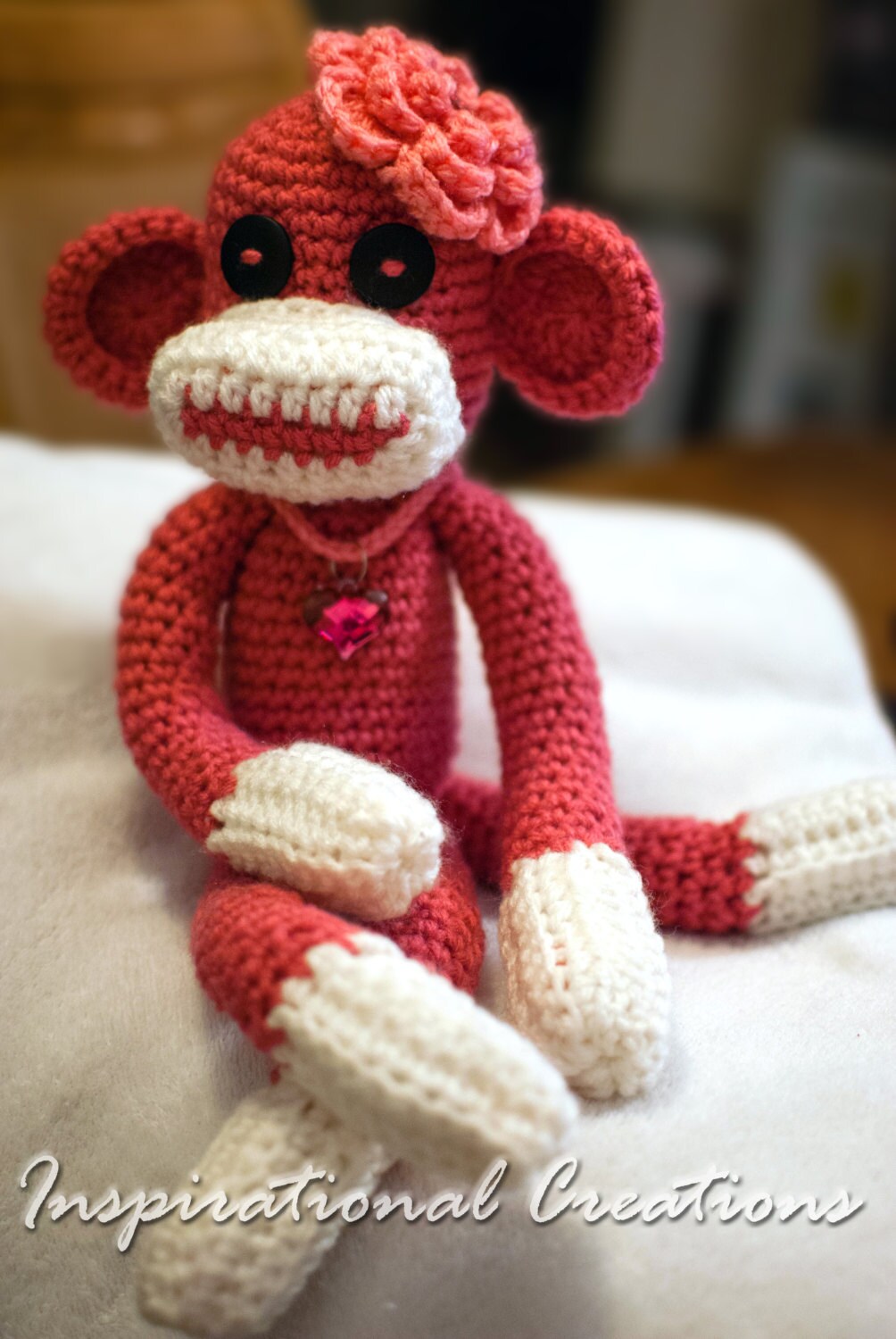 Crochet Sock Monkey Pink Sock Monkey Valentines Day Sock Etsy