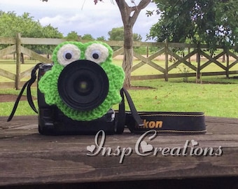 Crochet Frog Camera Lens Buddy, Photo Prop, Handmade