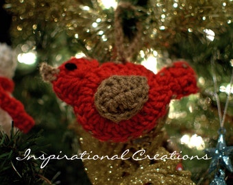Crochet Christmas Red Bird Ornament