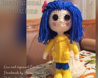 Crochet Coraline Doll, Handmade Amigurumi Plush Doll