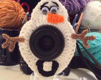 Snowman Camera Buddy – Crochet Lens Assistant for Winter Photo Prop