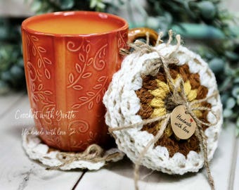Handmade Crochet Coasters - Fall Rustic Decor, Set of 4