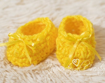 Baby Shoes, Crochet Baby Boy Shoes, Crochet Booties, Newborn Baby Shoes, Baby Photo Prop, Baby Boy Gift, Yellow Baby Shoes, Yellow Booties