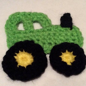 Crochet Tractor Applique, Green Tractor Applique, Handmade Tractor Applique, Crochet Tractor, Tractor