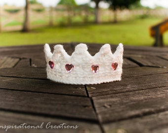 Soft White Crochet Baby Crown, Newborn Photo Prop, Baby Crown for Girl, Newborn Crown, Newborn Tiara