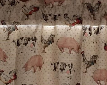 Down on the Farm Kitchen Valance Beige Dots  41 ~ 42 Inches Wide x 15" long