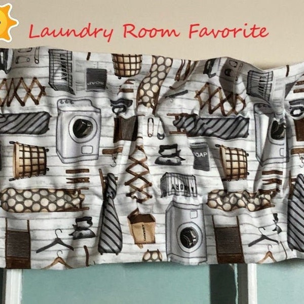Laundry Washer Sleeve Valance ~ Sleeve Valances are 42" wide by 7.5" deep with a 3" Rod Pocket! ~