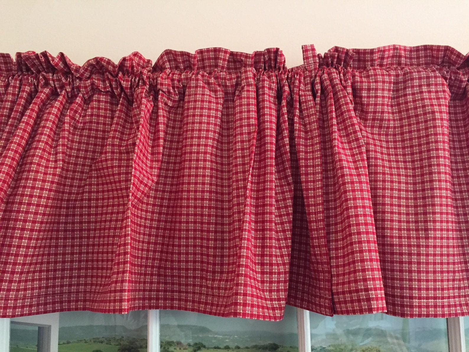 Country Red Kitchen Valance | Etsy