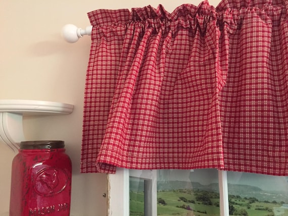 Country Red Kitchen Valance | Etsy