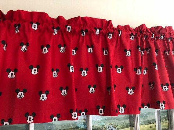 Red Mickey Curtain Valance Kids Bedroom Or Playroom Decor 62 Wide