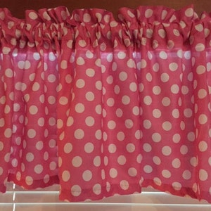 White Polka Dots on Pink Window Valance 63 Wide - Etsy