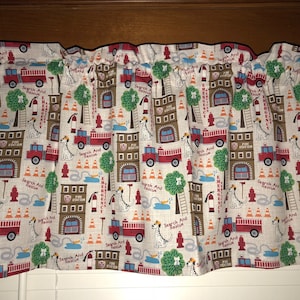 Fire Trucks Search and Rescue Valance ~  41 ~ 42 Inches Wide