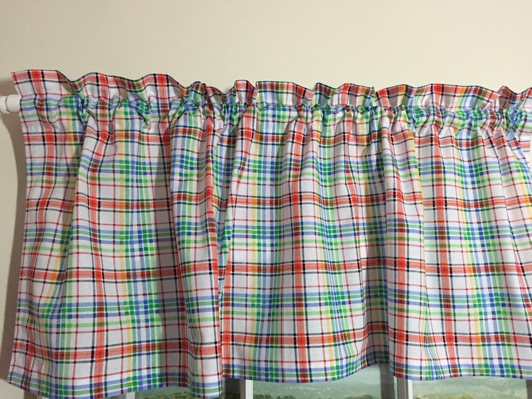 Colorful Plaid Valance Kids Room Valance Playroom Valance - Etsy