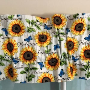Sunflowers Ruffled Sleeve Valance ~ *Please Note: Sleeve Valances are 40" wide by 7.5" deep with a 3" Rod Pocket!*