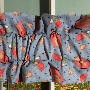 Barns , Roosters & Chicks  Ruffled Sleeve Valance ~ *Please Note: Sleeve Valances are 42&quot; wide by 7.5&quot; deep with a 3&quot; Rod Pocket!*