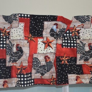 Farmhouse Roosters Ruffled Sleeve Valance ~ *Please Note: Sleeve Valances are 42&quot; wide by 7.5&quot; deep with a 3&quot; Rod Pocket!*