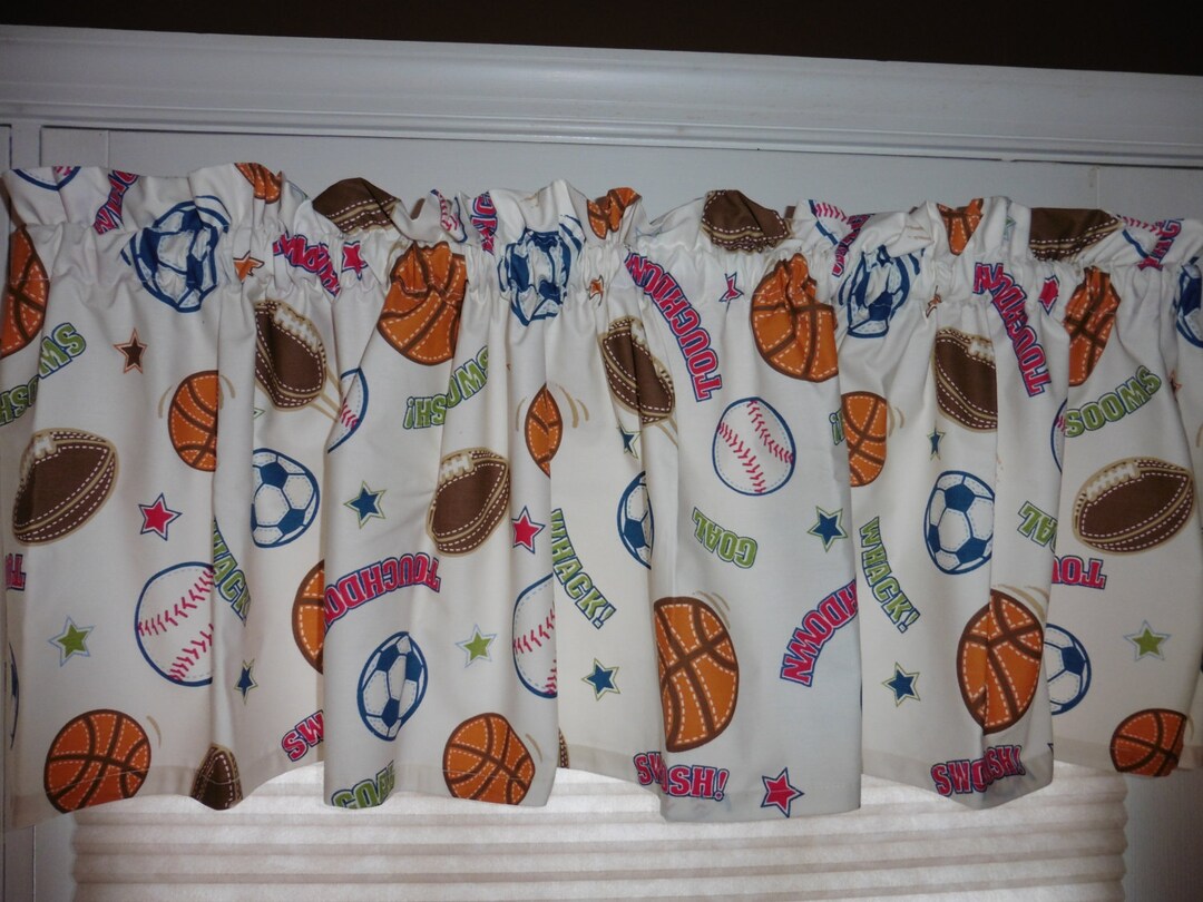 Sports Theme Window Valance Extra Wide 80 Inches Wide X 14 Inches Long Ready to Ship Etsy