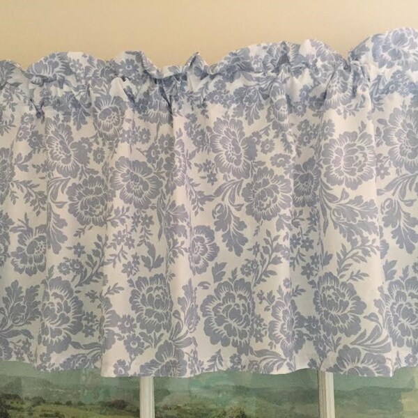 Blue Floral Valance Etsy