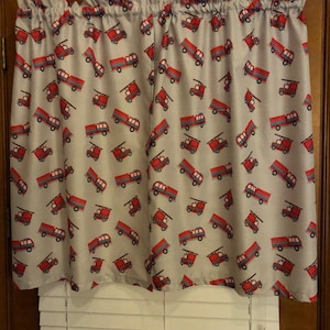 Fire Trucks Curtains ~ 52&quot; Wide x 32&quot; Long ~ Ships the next day!