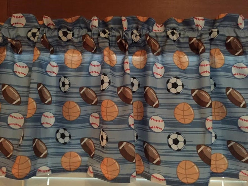 Boys Sports Window Valance 62 64 Inches Wide Etsy