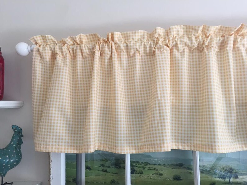 Yellow Gingham Kitchen Valance 63 Inches wide Etsy