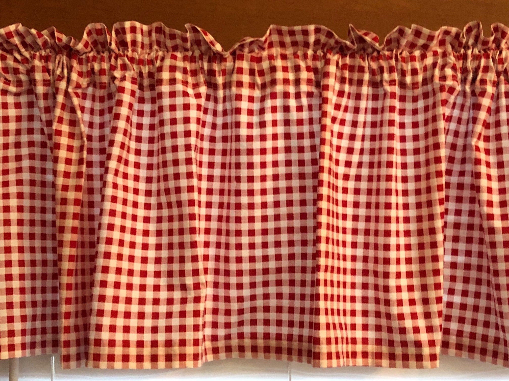 Country Red Gingham Kitchen Valance Extra Wide 72 Etsy