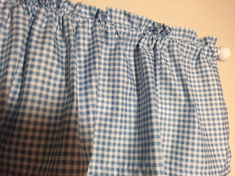 Medium Blue Gingham Valance 78 Inches Wide | Etsy