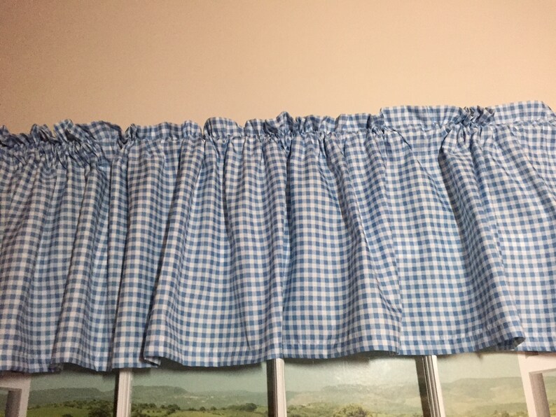 Medium Blue Gingham Valance 78 Inches Wide Etsy
