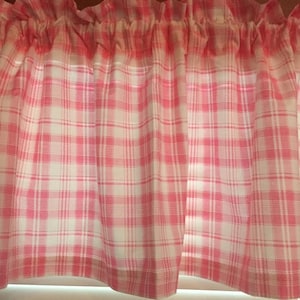 Pink Plaid Valance ~ 66 Inches Wide